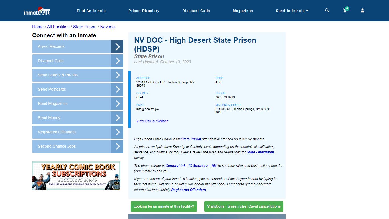 NV DOC - High Desert State Prison (HDSP) - InmateAid